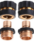Garden Hose Quick Connectors Three Quarters Inch Universal Fit With Quick Release Fittings Set Of Four Adapters Two Male And Two Female