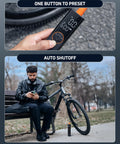 Man sitting by bike using L8 Electric Bike Pump Portable Tire Inflator With Pressure Gauge Auto Shut Off 150 PSI Fast Inflation Rechargeable USB C