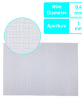 Rust-Resistant 304 Stainless Steel Mesh Screen For Windows And Vents, close-up of woven wire with 1mm holes and size details