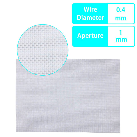 Rust-Resistant 304 Stainless Steel Mesh Screen For Windows And Vents, close-up of woven wire with 1mm holes and size details
