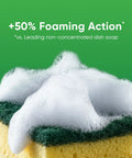 Close-up of a foamy sponge demonstrating the Heavy Duty Dish Soap With Oxy Power Degreaser For Grease And Coffee Stains.