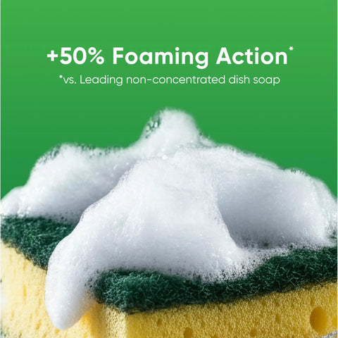 Close-up of a foamy sponge demonstrating the Heavy Duty Dish Soap With Oxy Power Degreaser For Grease And Coffee Stains.
