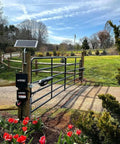 Solar Gate Opener Kit For Driveway Swing Gates Up To 20 Feet And 900 Pounds Heavy Duty DIY Install with solar panel and remote