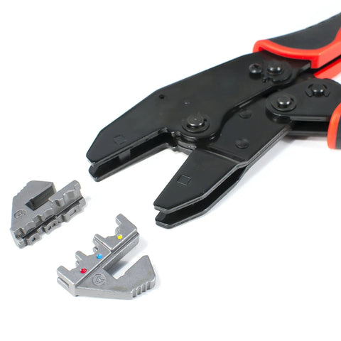 Interchangeable Ratcheting Terminal Crimper Set With 7 Die Sets Quick Change For Automotive Electrical Terminals, Carbon Steel Frame
