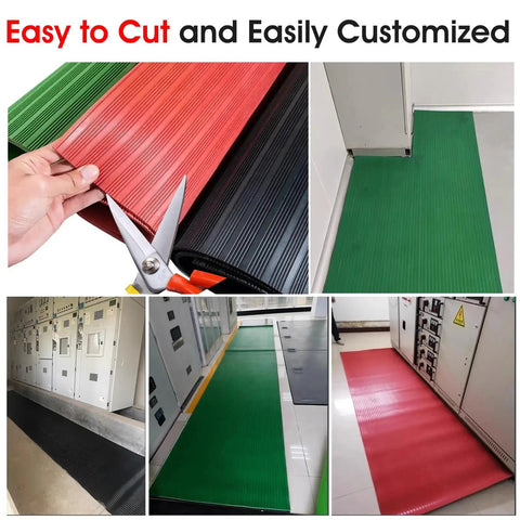 Heavy Duty High Voltage Insulated Floor Mat For Electrical Work 2m By 1m By 8mm Dielectric Safety Rubber Mat in green and red colors