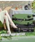 8 Pieces Luggage Wheel Replacement Set 55mm And 2.17 Inch Wear Resistant Suitcase Wheels For Double Wheel Compatibility Durable Luggage Repair Kit Spare Casters For Travel With Premium Quality Materials For Long Lasting Use VA37, shown with outdoor suitcases and picnic setup.