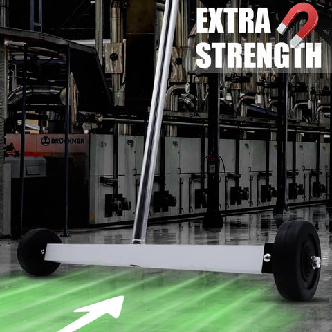 Magnetic Pickup Sweeper With Extendable Chrome Handle From 23 To 40 Inches 17 Inch Wide in industrial setting, extra strength
