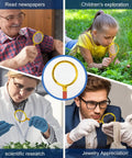 10x Handheld Magnifier For Reading And Hobby Science Projects Great For Kids And Seniors 80mm Plastic Frame With Gold Plated