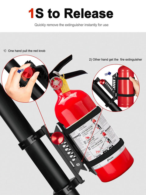 Gear Up With A Quick Release UTV Fire Extinguisher Mount Kit, Adjustable 1.75-2 Inch Roll Cage Bracket demonstration