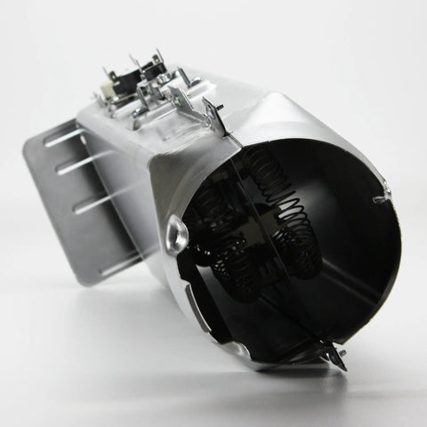 Dryer Heating Element Assembly DC97-14486A Replacement OEM Grade Metal Duct Design Plug And Play Install shown from side