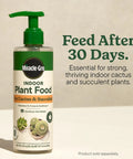 Miracle-Gro Indoor Plant Food for Cactus and Succulent, 8.4 oz bottle, essential for indoor plant health.