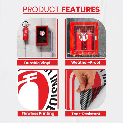 Set Of 15 Durable Vinyl Fire Extinguisher Inside Signs, 3x3 Inch, UV Resistant, Easy Peel And Apply, Fade-Resistant Safety Signage