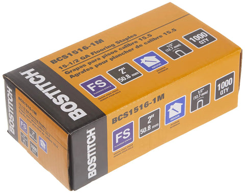 Box of Pro Grade Hardwood Flooring Staples Fifteen Point Five Gauge Two Inch Length One Thousand Count Heavy Duty Galvanized Steel Chisel Point