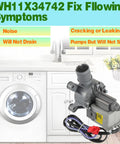 Upgraded Washer Drain Pump Assembly WH11X34742 For Frigidaire FFTW4120SW Washing Machine in gray with wiring and connector