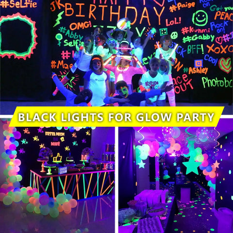 2 Pack A19 LED Black Light Bulbs Dimmable 9W Blacklight Bulbs 100W Equivalent E26 Base 110V UVA 385-400nm Glow In The Dark Party