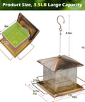 Built Tough Outdoor Hanging Bird Feeder With Waterproof Metal Build, Large 3.5Lb Capacity, Retro Oriental Style, copper detail