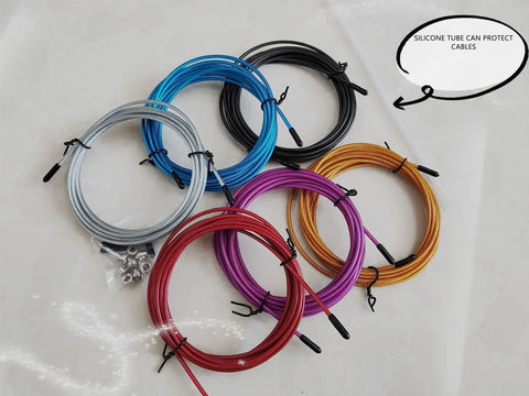 Six Pack 10ft Replacement Jump Rope Cables With 2.5mm Stainless Steel Wire And Polymer Coating in assorted colors