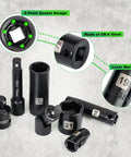 50 Piece Three Eighths Inch Drive Impact Socket Set With 6 Point SAE And Metric Sockets Ranging 5/16 To 3/4 Inch Deep And Shallow 8 To 22 mm Plus Extensions Universal Joint Adapter CrV Steel