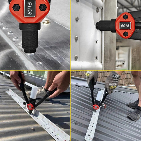 Using Dual Function Rivet Nut Gun And Blind Rivet Tool Kit for Quick, Durable Fastening on metal roofing projects