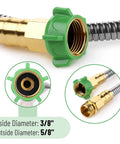 Close-up of Heavy Duty Stainless Steel Garden Hose 3 Feet Short All Metal Water Hose No Kink Built To Last Durable Flexible Lightweight