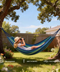 Canvas Hammock With Durable Comfort For Patio Yard Garden Backyard And Travel Portable And Easy Setup With Carrying Bag Included