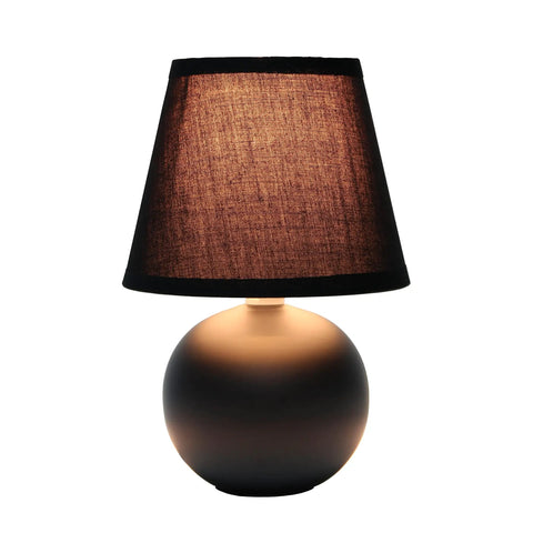 Mini Ceramic Globe Table Lamp With Matching Fabric Shade In Black Compact Desk Or Nightstand Light For Living Room Bedroom Or Dorm Perfect Accent Piece Uses 1 40W Equivalent E12 Bulb Not Included