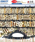 Beefy Heavy Duty Metric Bolts And Nuts Kit With Washers Grade 8.8 Alloy Steel Includes M4 M5 M6 M8 M10 Bolts And Nuts 1100 Piece Assortment Yellow Zinc Plated Lengths 12 To 40 Mm Great For DIY Projects