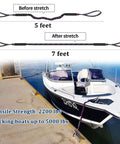 Badass Boat Bungee Dock Lines For Quick Mooring And Wave Blocking Must Have Watercraft Accessories For Pontoon And Bass Boats Plus Jet Skis Five Foot Elastic Mooring Ropes That Lock Solid Anytime A Sweet Gift For Fellas Out On The Water with 5-foot and 7-foot stretch design on docked boat.