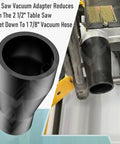 Table Saw Dust Collection Adapter Two And A Half Inch Outlet To One And Seven Eighth Inch Vacuum Hose Connection Easy Install
