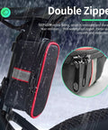 Badass Small Ebikes Controller Bag And Lithium Battery Case For Electric Motor Kits Dustproof Storage Heavy Duty Box showing double zipper detail in rain.
