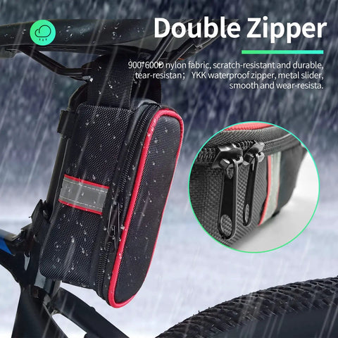 Badass Small Ebikes Controller Bag And Lithium Battery Case For Electric Motor Kits Dustproof Storage Heavy Duty Box showing double zipper detail in rain.