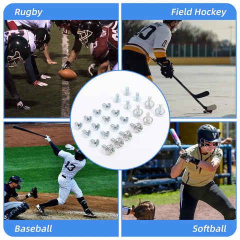 24 Pack Must Have Facemask Hardware Kit For Helmets With screws shown for rugby, field hockey, baseball, and softball use.