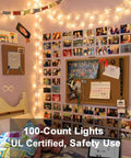 Incandescent Christmas Lights Set, 21.63 Ft Long, 100 Clear Mini Bulbs, Connectable End-To-End, Cozy Warm Glow in Bedroom Decor