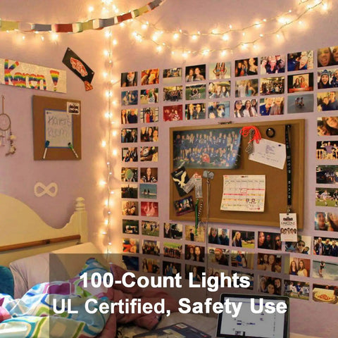 Incandescent Christmas Lights Set, 21.63 Ft Long, 100 Clear Mini Bulbs, Connectable End-To-End, Cozy Warm Glow in Bedroom Decor