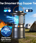 Outdoor 2-In-1 Mosquito Zapper With Zap And Trap, 8000mAh Cordless Rechargeable, shown in camping setting at dusk