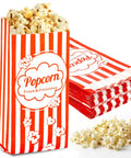 100 Disposable Popcorn Bags 1oz Paper Bags For Popcorn And Kernels Mini Containers Perfect For Movie Nights with red striped design