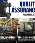 Straight Fire 3 Ton Cast Iron Manual Arbor Press With Smooth Turning Hand Wheel For Stamping Bending Riveting And Hole Punching, shown in workshop setting.