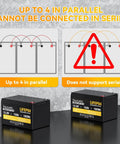 12V 15Ah LiFePO4 Deep Cycle Battery for Fish Finders Scooters Security Systems Solar UPS, parallel connection diagram