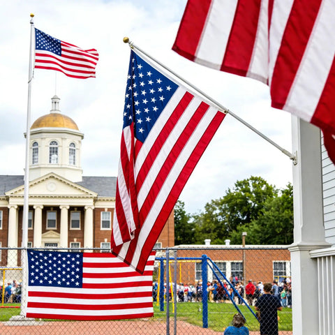 Built Tough Durable Nylon Outdoor Flag 3x5 Ft Waterproof Embroidered All Weather US Made Heavy Duty American Flag on porch display