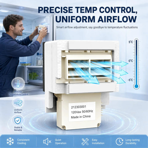 Upgraded Refrigerator Damper Assembly And Air Damper Control Replacement For White Models featuring precise temp control and uniform airflow.