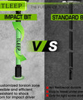 Comparison of TLEEP impact bit with customized torsion zone and a standard bit, highlighting durability and flexibility differences.