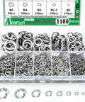 Heavy Duty Spring Lock Washer Kit 1100 Pieces In 9 Metric Sizes M2 To M12, 304 Stainless Steel Split Washers in organizer tray