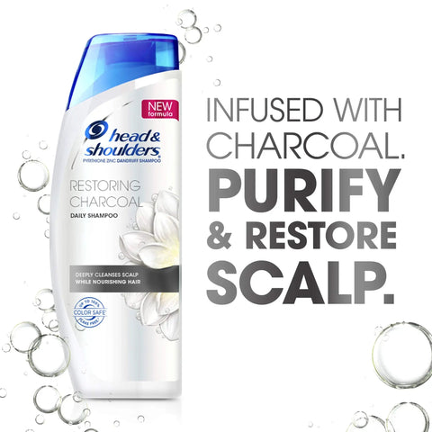 Top Tier Charcoal Anti Dandruff Shampoo With Zinc Pyrithione 12.8 Oz in white bottle, designed for deep cleaning scalp, flake control.