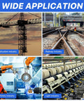 Image showing wide application of products in construction, railway, machinery, and light industries with cranes and rails.