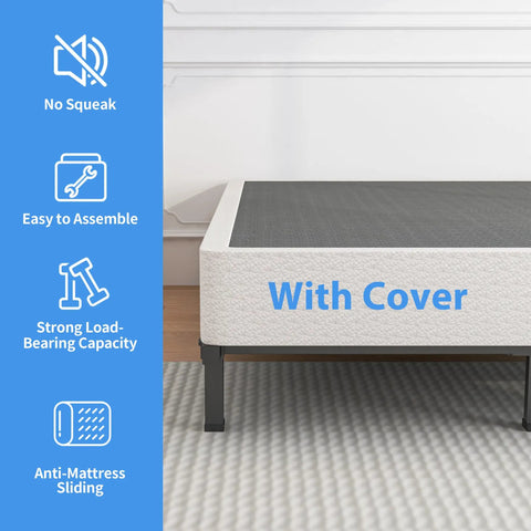 Heavy Duty King Size Box Spring Foundation With 5 Inch Low Profile Design And Beefy Steel Framework Supporting Up To 3500 Pounds for sturdy support.