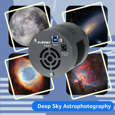 605CC Cooled Astrophotography Camera With Double Layer Semiconductor Cooling, IMX533 USB 3.0 Color Sensor Showcased Against Nebulae