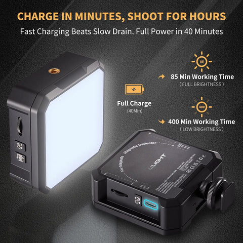 Magnetic LED Video Light For Content Creators, Portable Camera Lighting with 2000mAh Rechargeable Battery, CRI 98 Plus