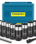 Heavy Duty Lug Nut Removal Tool Kit With Metric Extractor Sockets 14mm 16mm 17mm 19mm 21mm 22mm 24mm 27mm with blue case