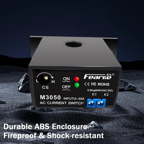 AC Current Sensing Relay For 0 To 30 Amps Normally Open Switch Output in durable ABS enclosure