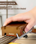4-in-1 Bass & Guitar Fret File Tool installed on guitar fretboard; brown metal with 23°, 35°, 90° angle marks